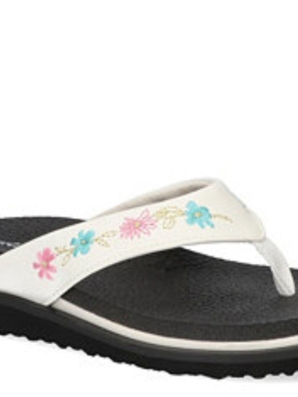 Women's Easy Street Wanderlust White Floral Embroidered Flip Flop Sandal
